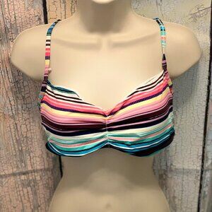 Horizontal Striped Bikini Top Slightly Padded with an Adorable Strappy Backing